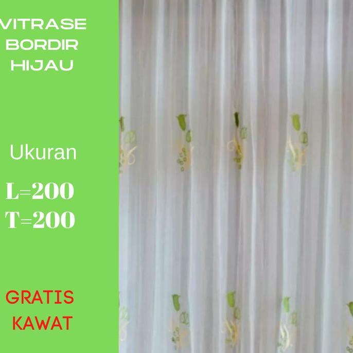 Fleksibel Vitrase Gorden Jendela Rumah Minimalis Motif Bordir Ukuran 200X200 Cm
