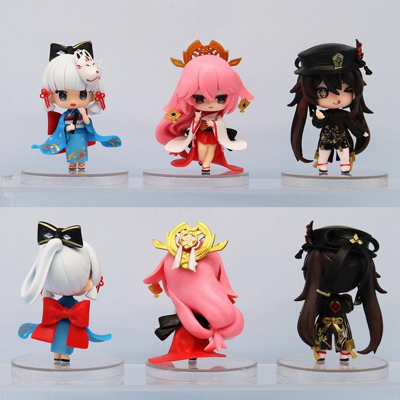 Terlaris Genshin Impact Chibi Action Figure 10cm Raiden Shogun Yaemiko Wanderer Scaramouche Ayaka Kl