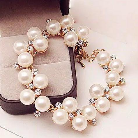 Gelang Wanita Xuping Lapis Gold Mutiara Imitasi Classy Modern Bracelet