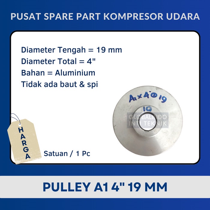 FREE ONGKIR PULI / PULLY / PULLEY DINAMO KOMPRESOR ANGIN ALUMINIUM A1 4" AS 19 MM FREE ONGKIR