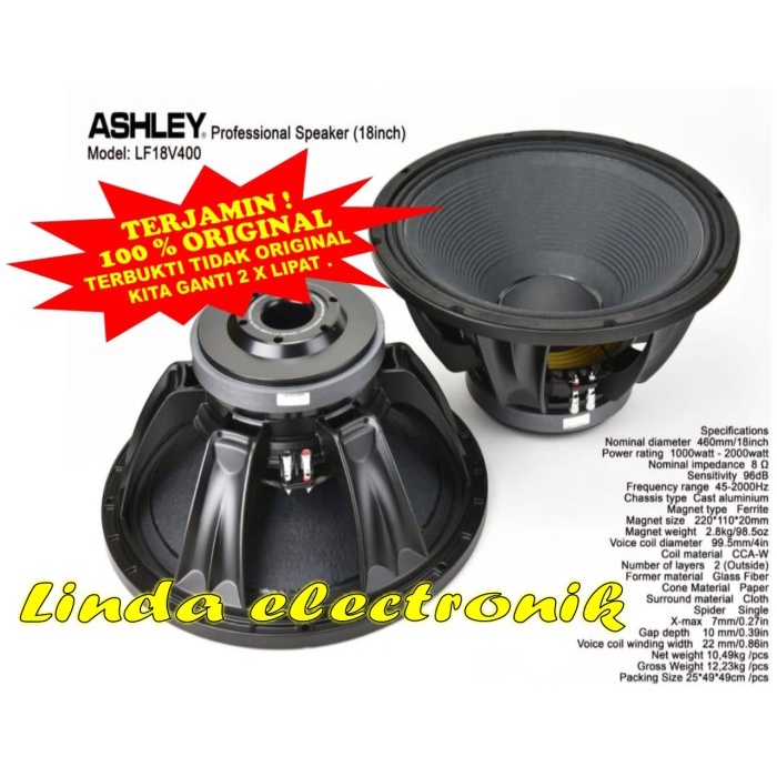 Speaker Component Ashley Lf18 V400 Woofer 18 Inch Original Lf18V400