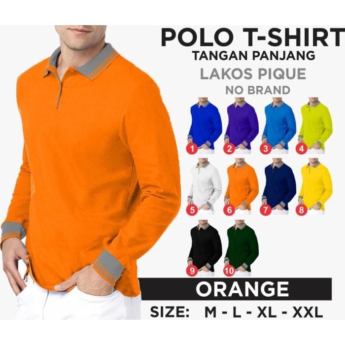 TERLARIS - KAOS KERAH PRIA POLOS LENGAN PANJANG | BAJU SERAGAM KAOS BERKERAH PRIA