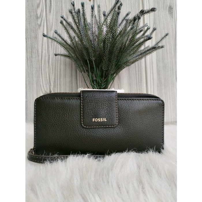DOMPET BRANDED MADISON ZIP CLUTCH BLACK,BROWN