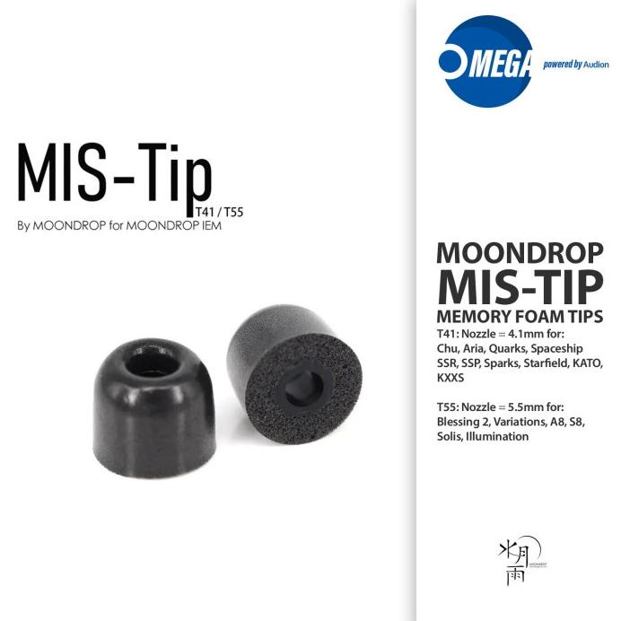 MENARIK MOONDROP MIS-TIP T41/T55 MEMORY FOAM SPONGE TIPS EARTIPS EARPIECE