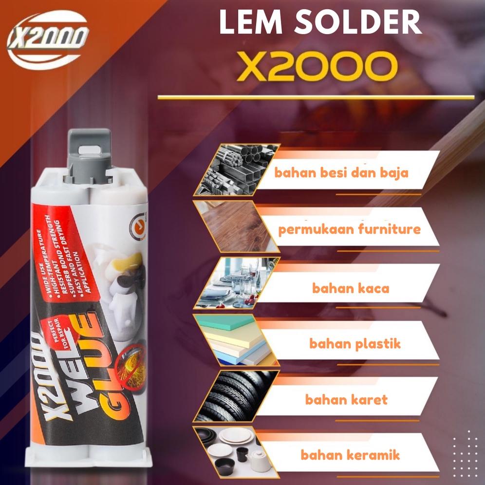 Kiyos [BISA COD] Lem solder X2000  / lem besi / lem las Kuat Metal Casting Glue Penambal Besi Radiat