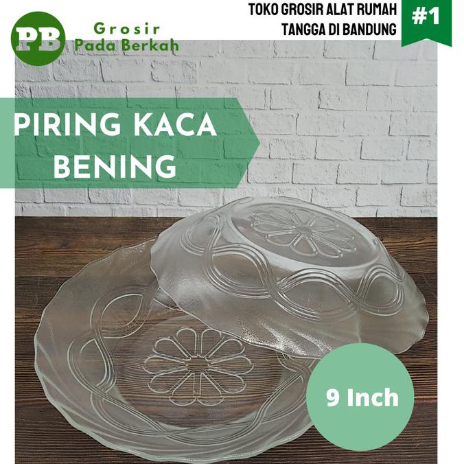 langsung order saja] Piring Kaca Beling Bening Transparan Piring Makan Kaca Murah 9 Inch