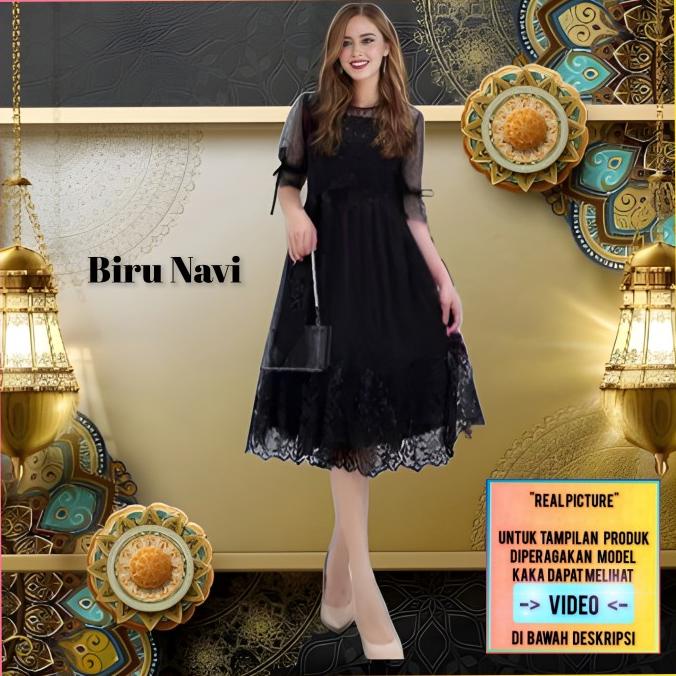 {natal} midi dress wanita jumbo korea ahira baju gaun pesta natal hijau sage TERLARIS