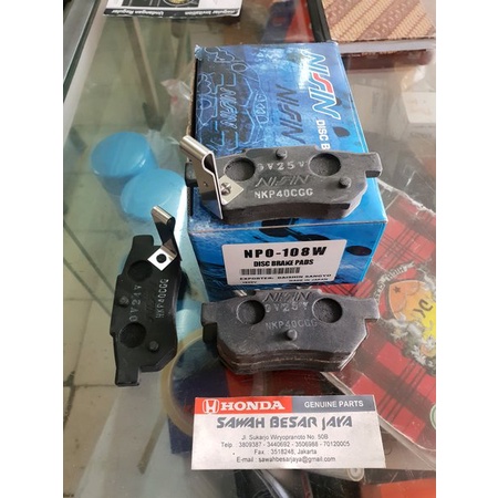 Brake Pad Kampas Kanvas Rem Cakram Belakang Honda Jazz GD3 S RS GE8 City IDSI VTEC 2003 2004 2005