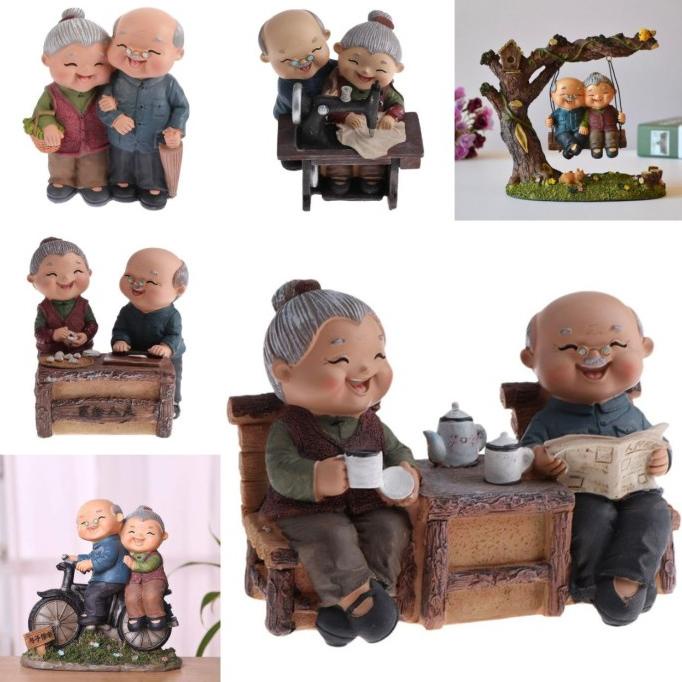 *****] Patung Pajangan Kakek Nenek Akong Amah Opa Oma Kado Anniversary Dekor