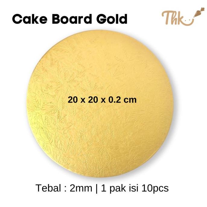 :::::::] Alas Kue Cake Board Gold Nicole Bulat 20cm (isi 10pcs)