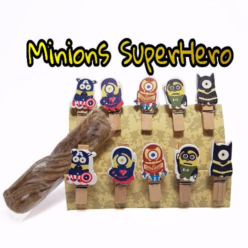 

hanya disini] [MINIONS SUPERHERO] Wooden Clip Tali Rami 1,5 M | Penjepit Foto Ka