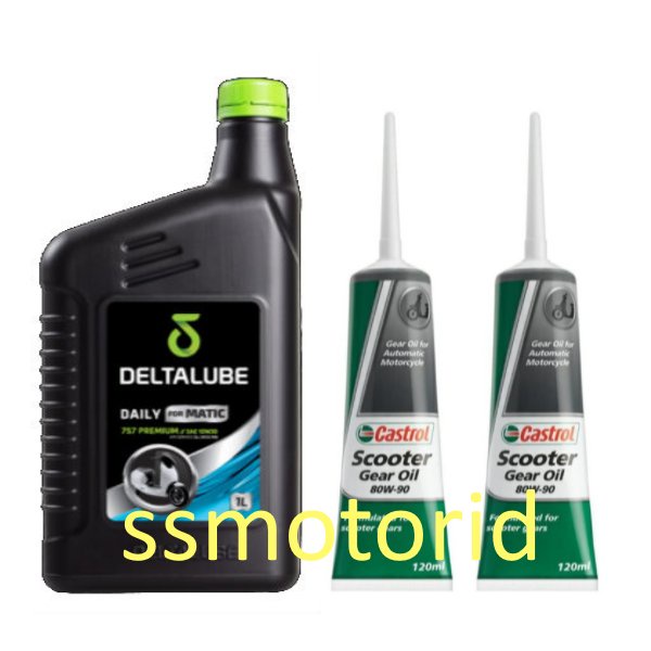 Oli Mesin Motor Deltalube Daily Matic 1 Liter dan 2 Oli Gardan Castrol