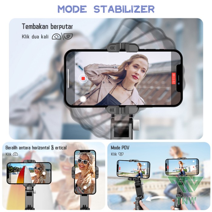 Tnw-Q18 Gimbal Stabilizer Handphone Gimbal Hp Stabilizer Tongsis Hp