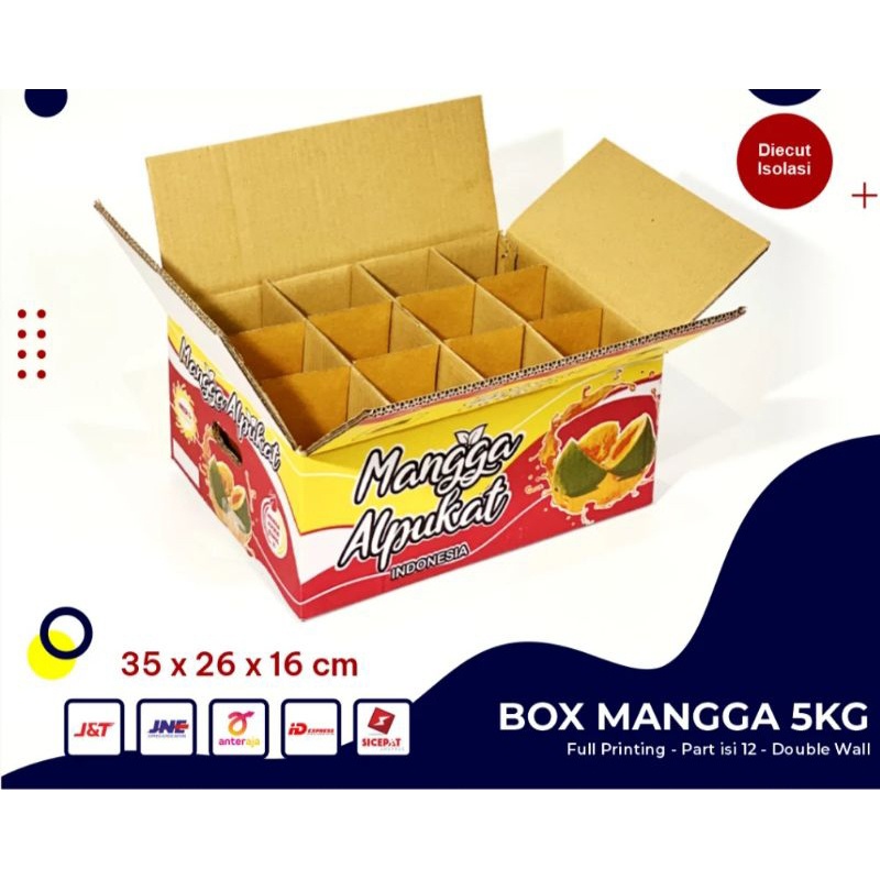 

KARDUS BOX MANGGA ALPUKAT CLONAL isi 12 sekat (kemasan 5KG)