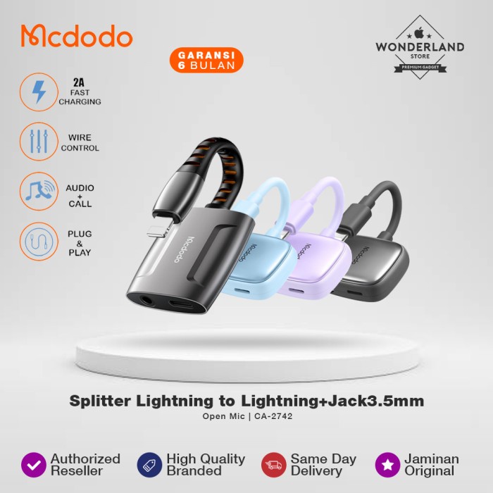 MCDODO SPLITTER LIGHTNING TO LIGHTNING + JACK 3.5MM CONVERTER CA-6340