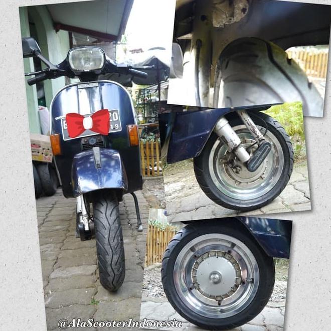Sepasang Velg Vespa Classic 12 Ring 12 Tubeless Tapak Lebar Polish