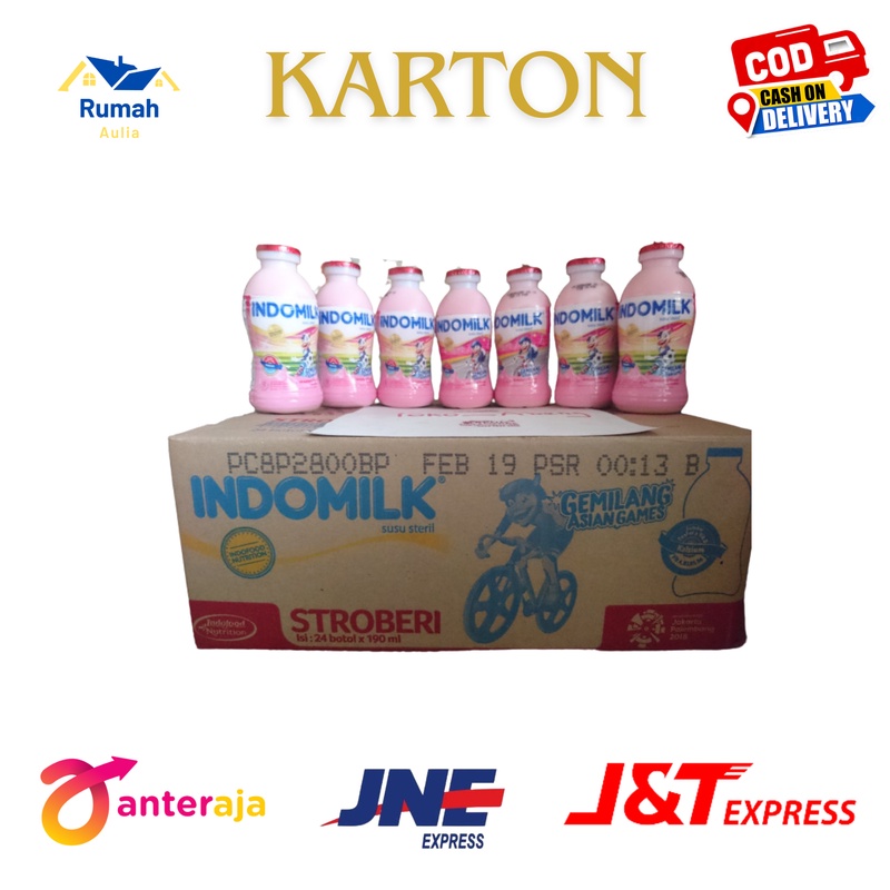 

INDOMILK Susu Steril Strawberry 190ml - Rasa Strawberry Nikmat - Isi 24 Botol - Harga Grosir