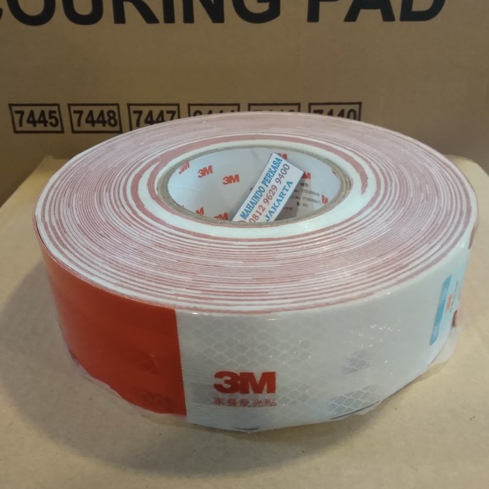 

✨Ready Stiker Sticker Merah-Putih 3M Reflektor Tape Diamond Prismatic 1 Roll Terbatas