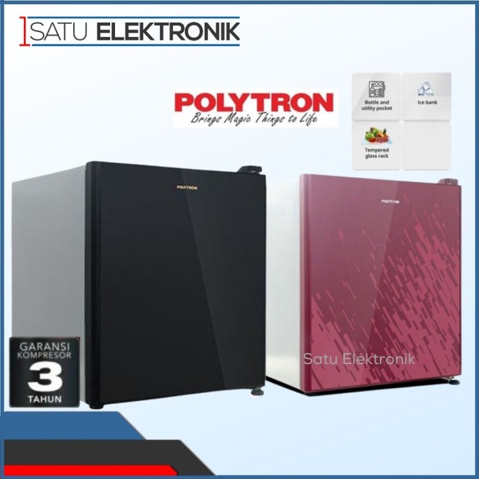 KULKAS PORTABLE POLYTRON PRH51 / KULKAS MINI POLYTRON PRH 51 - RED ORIGINAL