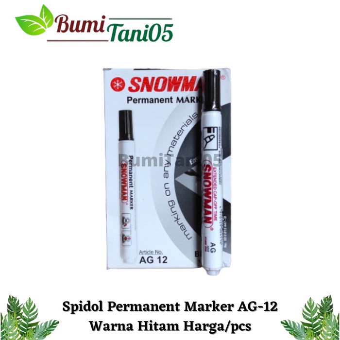 

<<<<<] Spidol Snowman Permanent Marker AG-12 Warna Hitam Dan Biru 1 Pcs