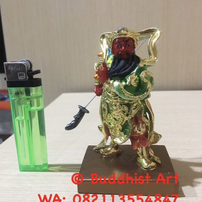 Patung dewa kwan kong guan yu berdiri 4 inch fiber