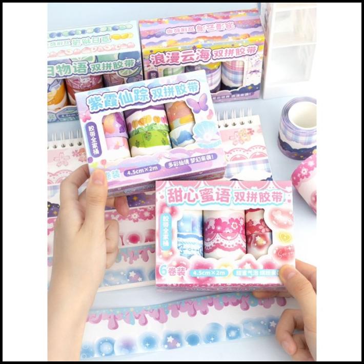 

BEST DEAL WASHI TAPE 12 IN 1 STIKER PELENGKAP ALAT TULIS ANAK WARNA WARNI BOX !!!!!!!