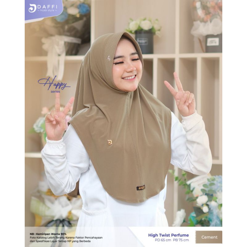 STYLISH HIJAB DAILY Happy Daffi Hijab Ori Terbaru Jilbab Bergo Instan Jersey Premium Pet Antem