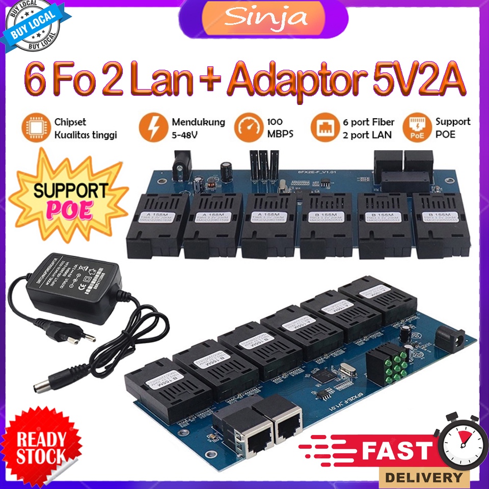 [POE] Pcb Htb 6 Fo 2 Lan Media Converter 6 Fo 2 Lan Fiber Optic Ethernet Switch 6F2E Poe Pcba Board 