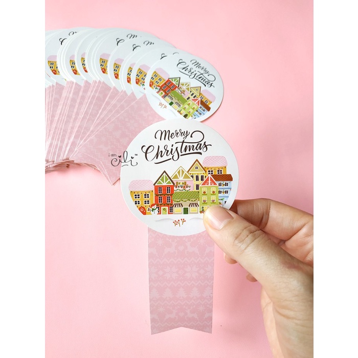 

\\\\\] (SC011) stiker natal christmas gedung untuk toples 500gr (uk 8x15cm)