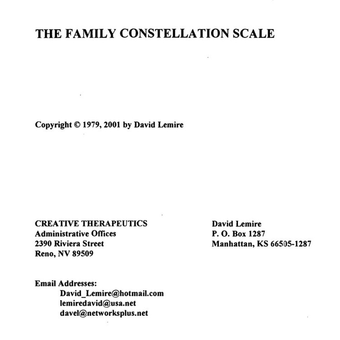 

THE FAMILY CONSTELLATION SCALE, David Lemire