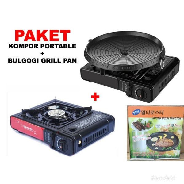 PAKET KOMPOR PORTABLE BBQ BULGOGI GRILL PAN