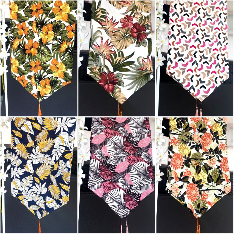 TAPLAK MEJA KANVAS UK 40×150CM TAPLAK PANJANG TAPLAK MEJA MAKAN