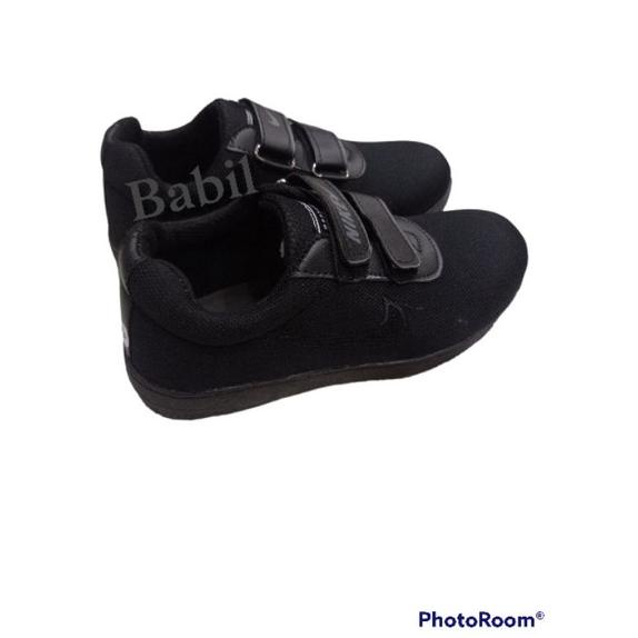 Model Baru sepatu sekolah anak model kretek tanpa tali sepatu pria wanita sepatu full Hitam sepatu h