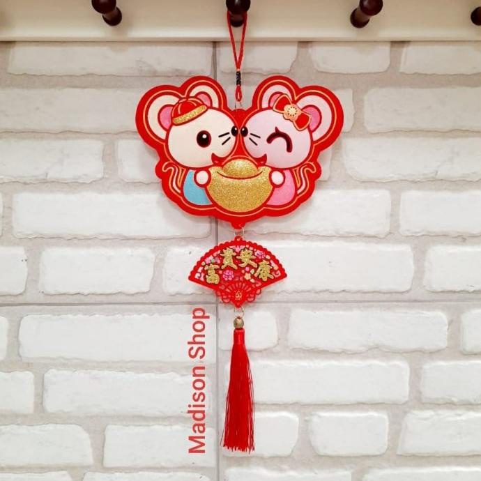 

{ Dragombol_Official } Gantungan Imlek Tikus Busa Hiasan Dekorasi Imlek Tahun Baru Murah Limited Edition