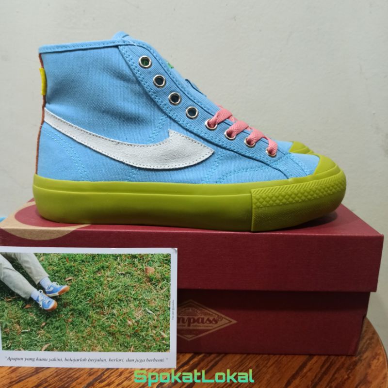 Sepatu Compass Gazelle Hi/High Matcha Blue Size 34 - 40 Original BNIB Fullset