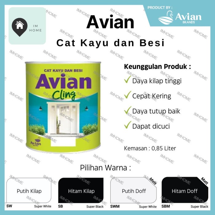 AVIAN CLING CAT KAYU DAN BESI 1KG HITAM/PUTIH, KILAP, DOFF/MATTE