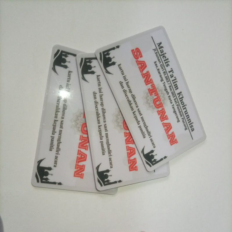 

Cetak Custom ID Card/Kartu Identitas PVC Satuan 2 Sisi Sehari Jadi