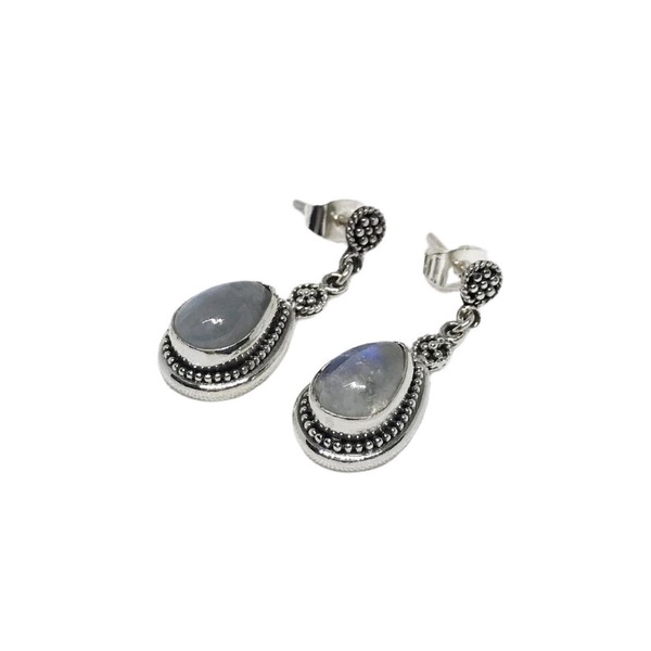 Anting Stud Tusuk Giwang Silver Perak Bali Asli 925 Batu Rainbow