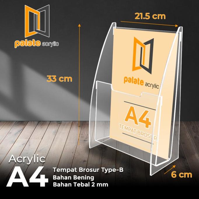 

rin Akrilik / Rak Brosur / Tempat Brosur Akrilik Fancy - A4 - 2mm