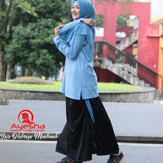 Setelan Baju Olahraga Wanita Muslimah Rok Celana Training Senam Jumbo