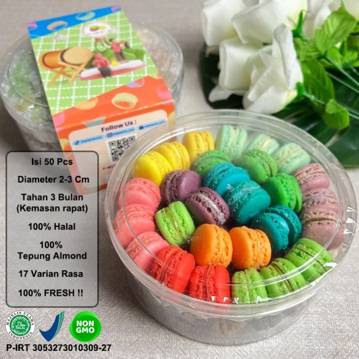 Baby Mini Macaroon Macaron Toples Isi 50 Cookies Kue Kering