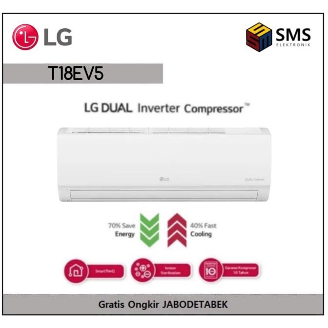 AC SPLIT 2 PK PK LG T18EV5 DUAL COOL INVERTER 2PK AC LG DUAL INVERTER Kode Yp 1176