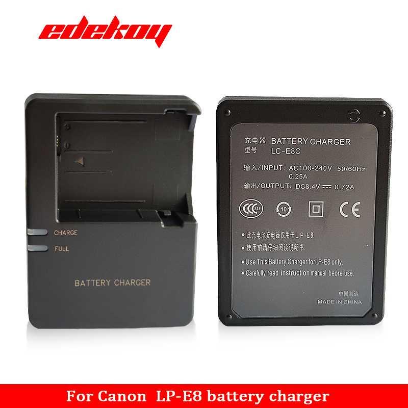 Terbaru EDEKOY Charger Baterai Kamera LC-E8 for Canon EOS 550D 600D 650D 700D - LC-E8C
