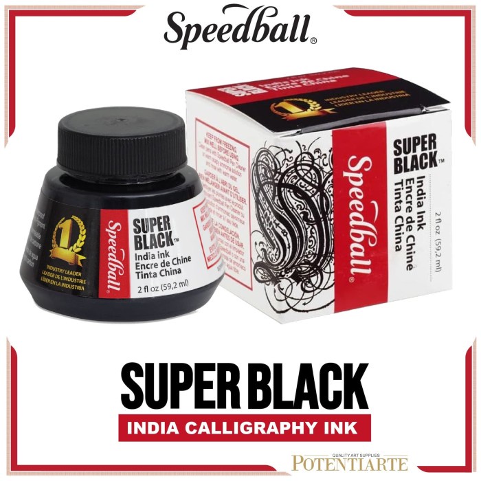

Gaya Tinta Kaligrafi Speedball 59.2Ml Super Black India Calligraphy Ink