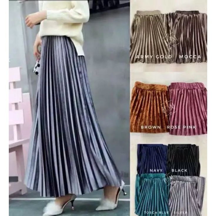 Rok plisket velvet bludru import/rok plisket bludru import