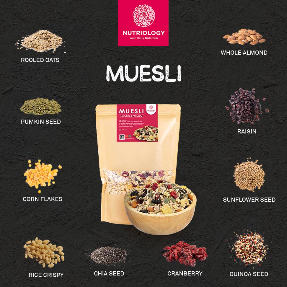 

Muesli Fruit seed Nutriology 1 Kg Sereal Diet Sehat Sarapan Praktis Murah Bergizi Premium Alami Oatmeal