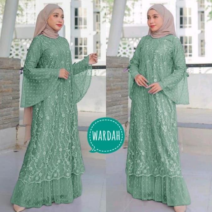 Maxi Nabila Gamis Wanita Bahan Brukat Tile - Dress Muslim Size M-XXL