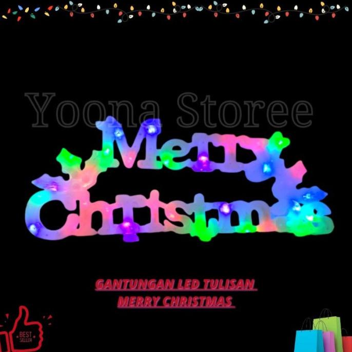 +%+%+%] Hiasan Dekorasi Pohon Natal / Lampu LED Tulisan Merry Christmas