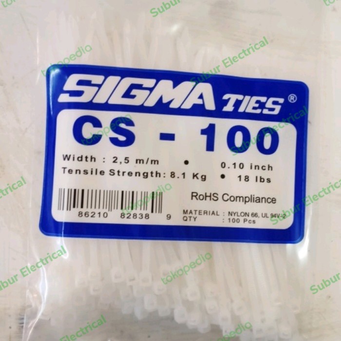 

kabel ties 10cm SIGMA CS-100 hitam/putih cable ties kabel tis