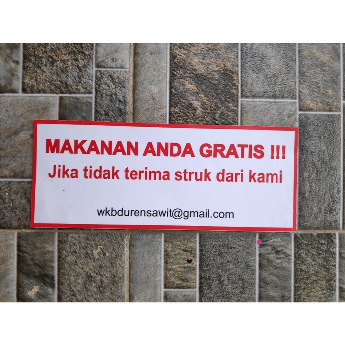 

Terlaris - Stiker Aturan Tempat Makan Makanan Anda Gratis Jika Tidak Ada Struk
